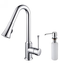 Kraus Single Lever Pull Out Chrome Kitchen Faucet and Soap Dispenser 