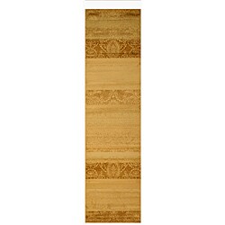 Beige/ Brown Stripe Damask Rug (2'7 x 9'10)