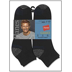 Hanes Classics Men's Comfort Cool Black Ankle Socks (Pack of 4)