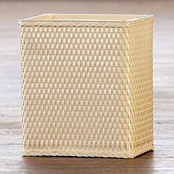 'Carter' Ivory Rectangular Woven Wastebasket 