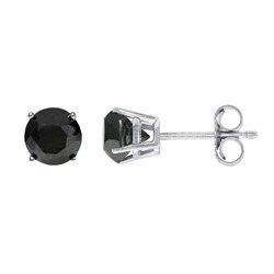 New! 14k White Gold 2ct TDW Black Diamond Stud Earrings