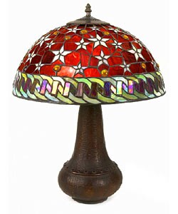 Tiffany-style Red Star Table Lamp