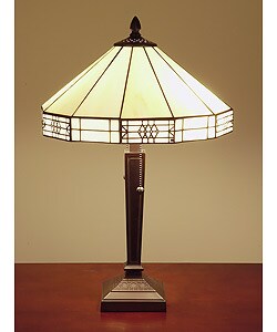 Tiffany-style Mission-style White Table Lamp