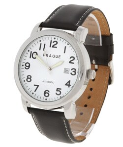 Prague Men's Easy Read White Dial Automatic Watch