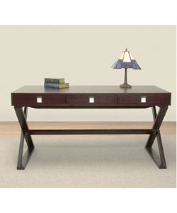 Wenge Three-drawer X-base Desk