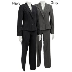 In The Now Women's Pinstripe 2-piece Pant Suit