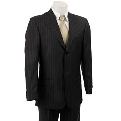 Haspel Men's Black Stripe Wool 2-button Suit