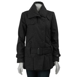Coffee Shop Women's Charcoal Belted Wool Jacket
