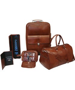 Brown Leather 5-piece Luggage Set