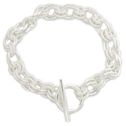 Sterling Essentials Sterling Silver 7.5-inch Handmade Link Bracelet with Toggle