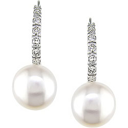 14k Gold FW Pearl and 1/10ct TDW Diamond Earrings (8-9 mm) (H-I, I2-I3)