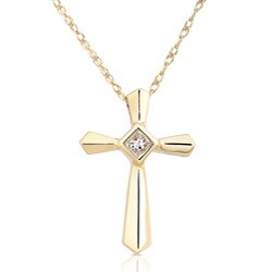 14k Yellow Gold Diamond Cross Pendant