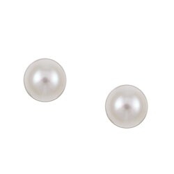 DaVonna 14k Yellow Gold Cultured Akoya Pearl Earrings (7-7.5 mm)