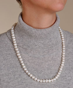 DaVonna 14k Gold Cultured Freshwater Pearl Necklace (7.5-8 mm/ 24 in)