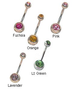 Stainless Steel Double Jeweled Barbell Belly Ring