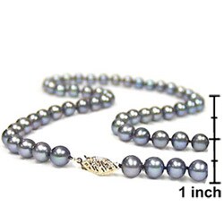 DaVonna Cultured Black Freshwater Pearl Necklace (6.5-7 mm/ 24 in)