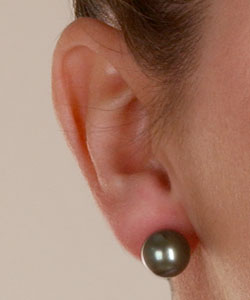 DaVonna 14k Gold Black Tahitian Cultured Pearl Earrings (9.5-10 mm)
