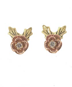 Black Hills Gold Diamond Rose Earrings