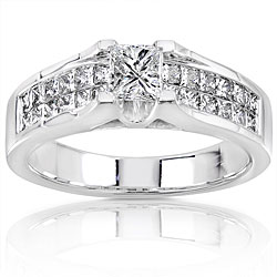 18k White Gold 1ct TDW Princess Diamond Engagement Ring