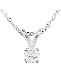 14k Gold 1/10ct TDW Diamond Solitaire Necklace (H-I, I1-I2)