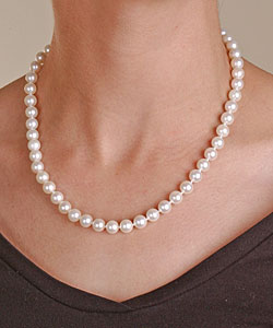 DaVonna 14k Gold Akoya Cultured Pearl Necklace (7.5-8 mm/ 18 in)
