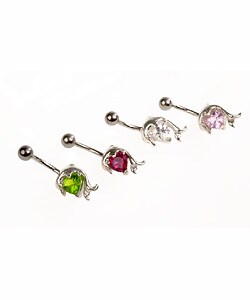 Stainless Steel Jeweled Dolphin Barbell Belly Ring (Limited Edition)