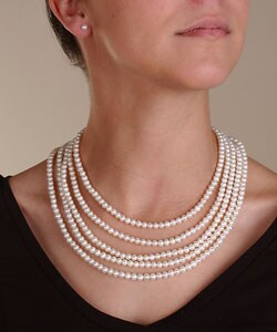 DaVonna Freshwater Cultured Pearl Necklace/ Earrings Set (5-5.5 mm)