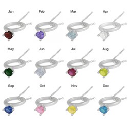Sterling Silver Synthetic Birthstone Charm Necklace