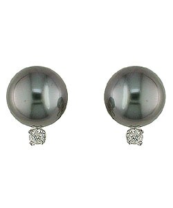 Cultured Tahitian Pearl 1/10ct Diamond Earrings