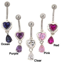 Stainless Steel Heart/ Teardrop Barbell Belly Ring