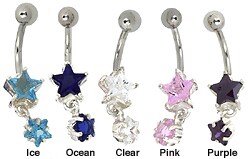 Surgical Steel Double-star Barbell Belly Ring