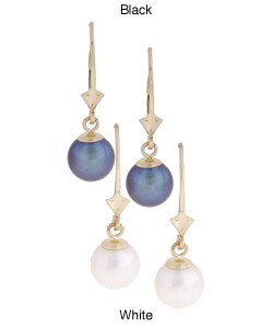 Cultured Akoya Black Pearl Leverback Earrings (7-7.5 mm)