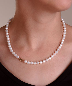 14k Gold Akoya Cultured Pearl Necklace (6.5-7 mm/ 18 in)