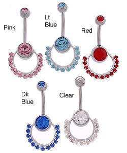 Stainless Steel Ring Of Jewels Barbell Belly Ring