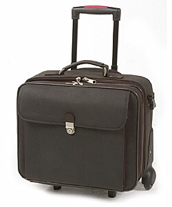 Amerileather Espresso Brown Leather Wheeled Briefcase
