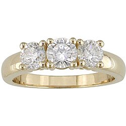14k Gold 1ct TDW Round Diamond 3-stone Ring (H-I, I1-I2)