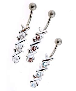 Stainless Steel XOXO Crystal Barbell Belly Ring