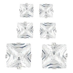 Tressa Sterling Silver CZ Princess Earring Set (3 pair)