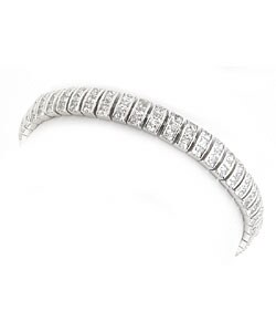 Sterling Silver Cubic Zirconia Dome Link Bracelet