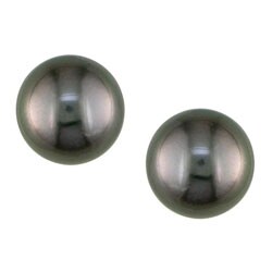 14k White Gold Tahitian Pearl Earrings (8-8.5mm)