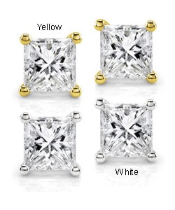 14k Gold 2ct TDW Princess-cut Premier Diamond Stud Earrings (G-H, SI1-SI2)