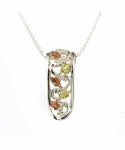 Silver and 14k Black Hills Gold Leaf Necklace