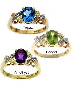 Black Hills Gold Amethyst and Diamond Ring