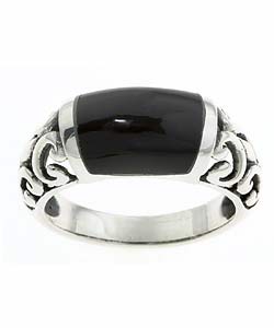 Sterling Silver Black Onyx Filigree Ring