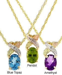 10k Black Hills Gold Diamond Gemstone Pendant