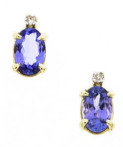 14k Yellow Gold Tanzanite Diamond Earrings