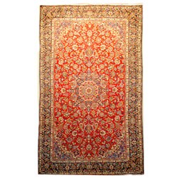 Isfahan Hand-knotted Red/Navy Rug - 9'9 x 13'1 (Iran)