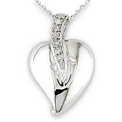 14-kt. White Gold Diamond Heart Pendant