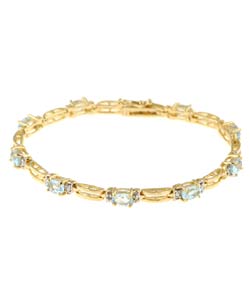 Glitzy Rocks 24k Goldplated Blue Topaz Diamond Bracelet