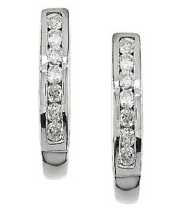 10k White Gold 1/4ct TDW Diamond J-hoop Earrings (J-K, I2-I3)